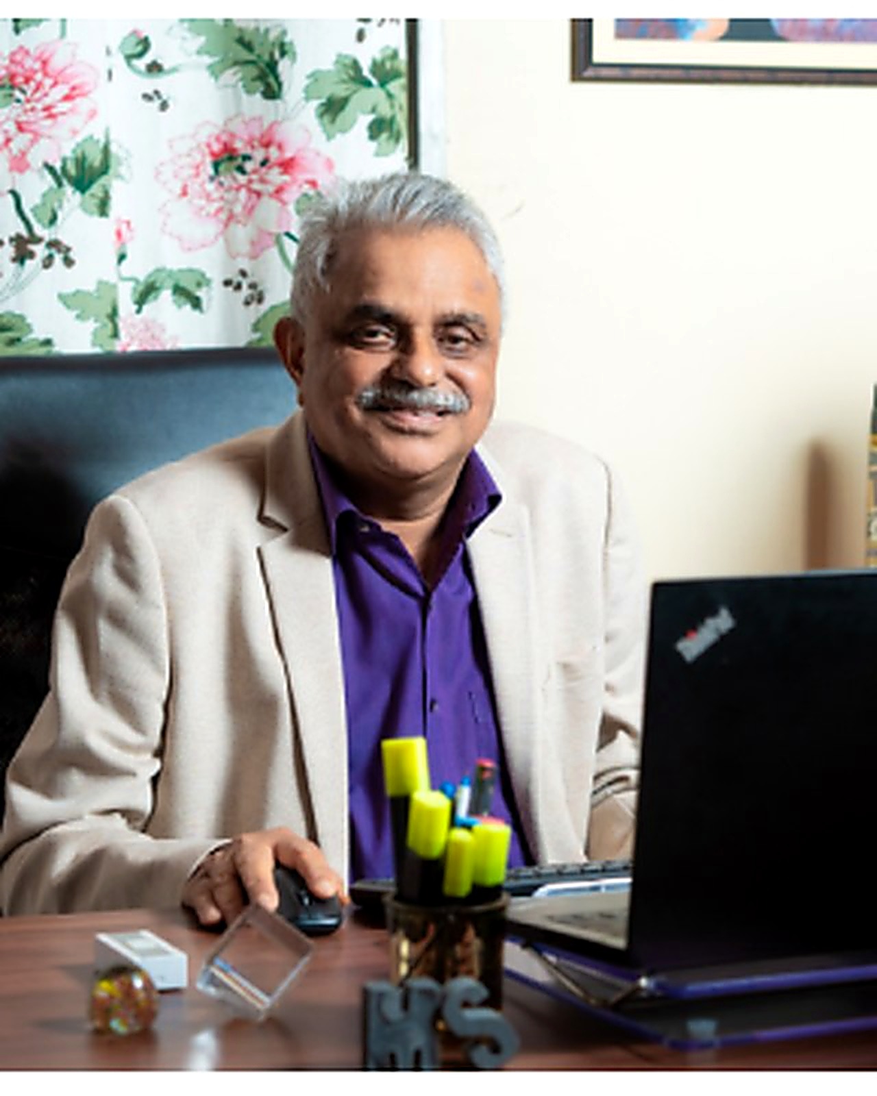 Advocate Sanjay Mitra at his desk